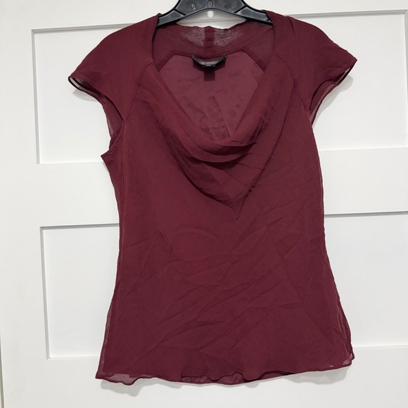 St. John Tops - St. John Burgundy Cowl Silk Blouse Top Size 12 - 23566